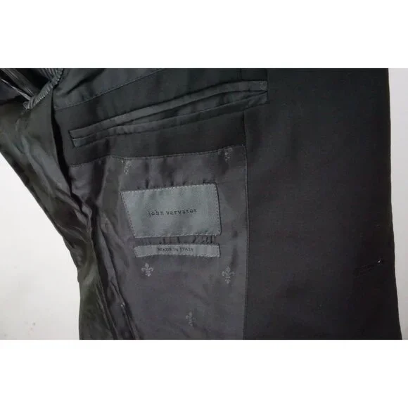 John Varvatos Solid Black 100% Wool Sport Coat Jacket Sz 38 Brand New